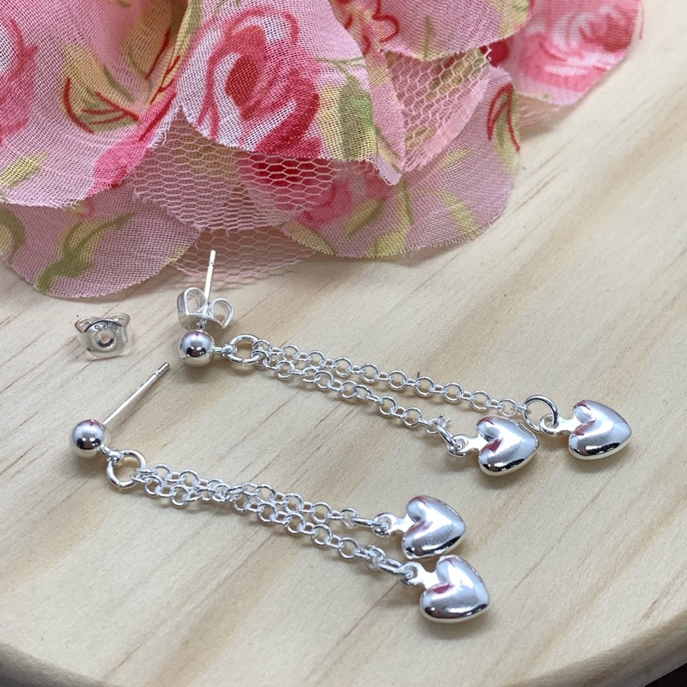 Silver Heart Earrings - Picture 4 of 4
